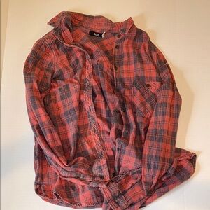 Women’s orange  and Gray Plaid Shirt